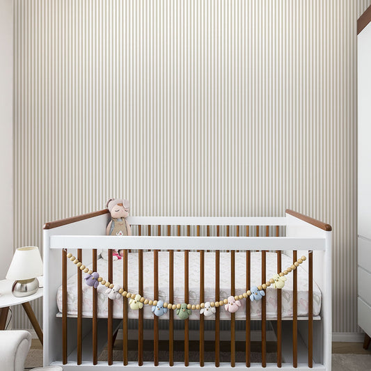 Papel de Parede Infantil Listra Fina Bege