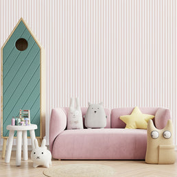 Papel de Parede Infantil Listra Fina Rosa