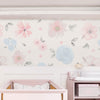 Papel de Parede Infantil Floral Grande Aquarela Azul