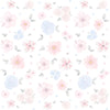 Papel de Parede Infantil Floral Grande Aquarela Azul