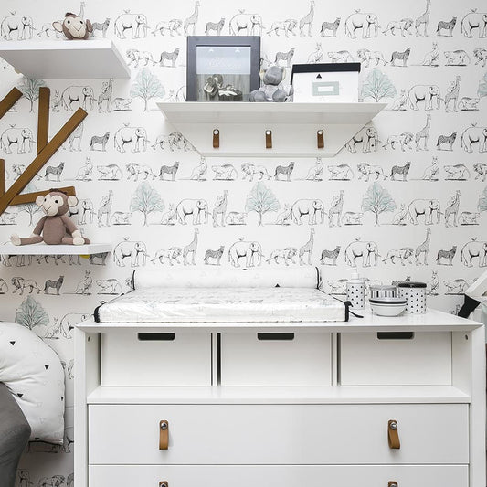 Papel de Parede Infantil Animais Verde