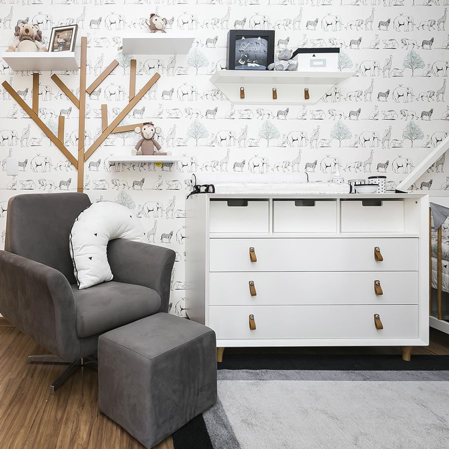 Papel de Parede Infantil Animais Verde