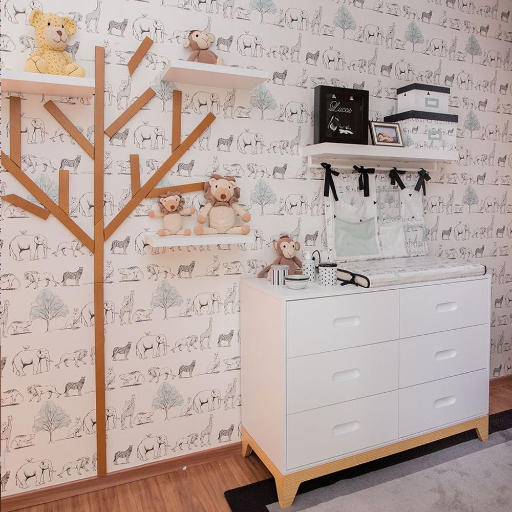 Papel de Parede Infantil Animais Verde