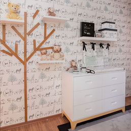 Papel de Parede Infantil Animais Verde