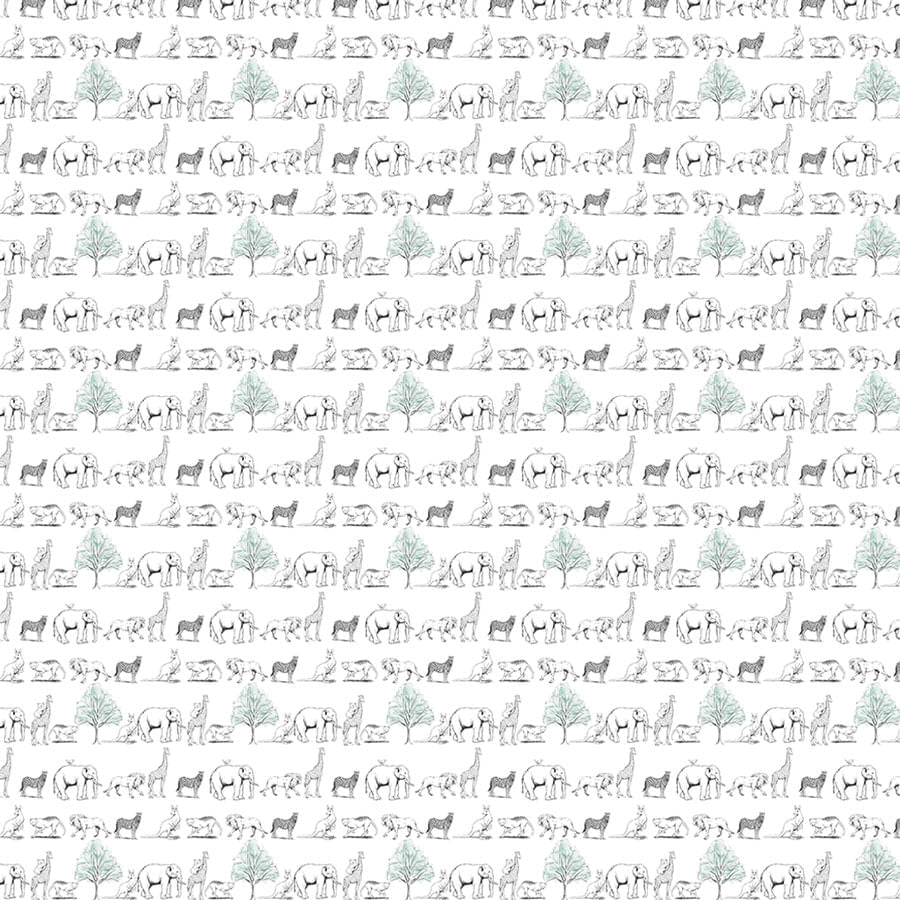 Papel de Parede Infantil Animais Verde