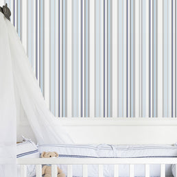 Papel de Parede Infantil Listra Irregular Azul