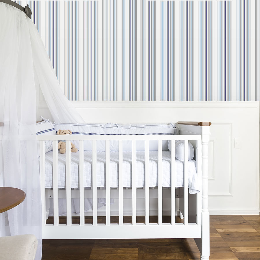 Papel de Parede Infantil Listra Irregular Azul