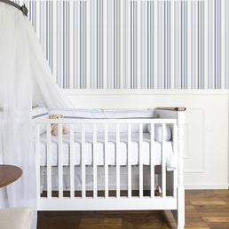 Papel de Parede Infantil Listra Irregular Azul