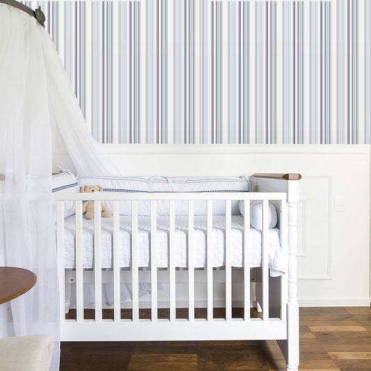 Papel de Parede Infantil Listra Irregular Azul