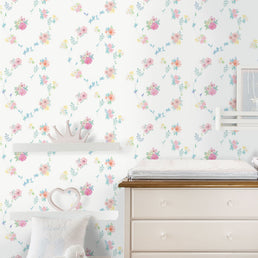 Papel de Parede Infantil Floral Candy Azul