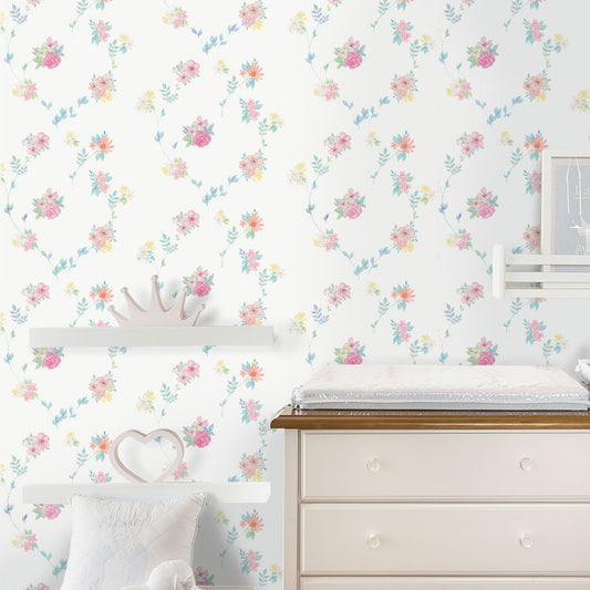 Papel de Parede Infantil Floral Candy Azul