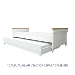 Cama Solteiro Siena Branco e Madeira