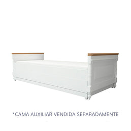 Cama Solteiro Siena Branco e Madeira