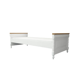 Cama Solteiro Siena Branco e Madeira