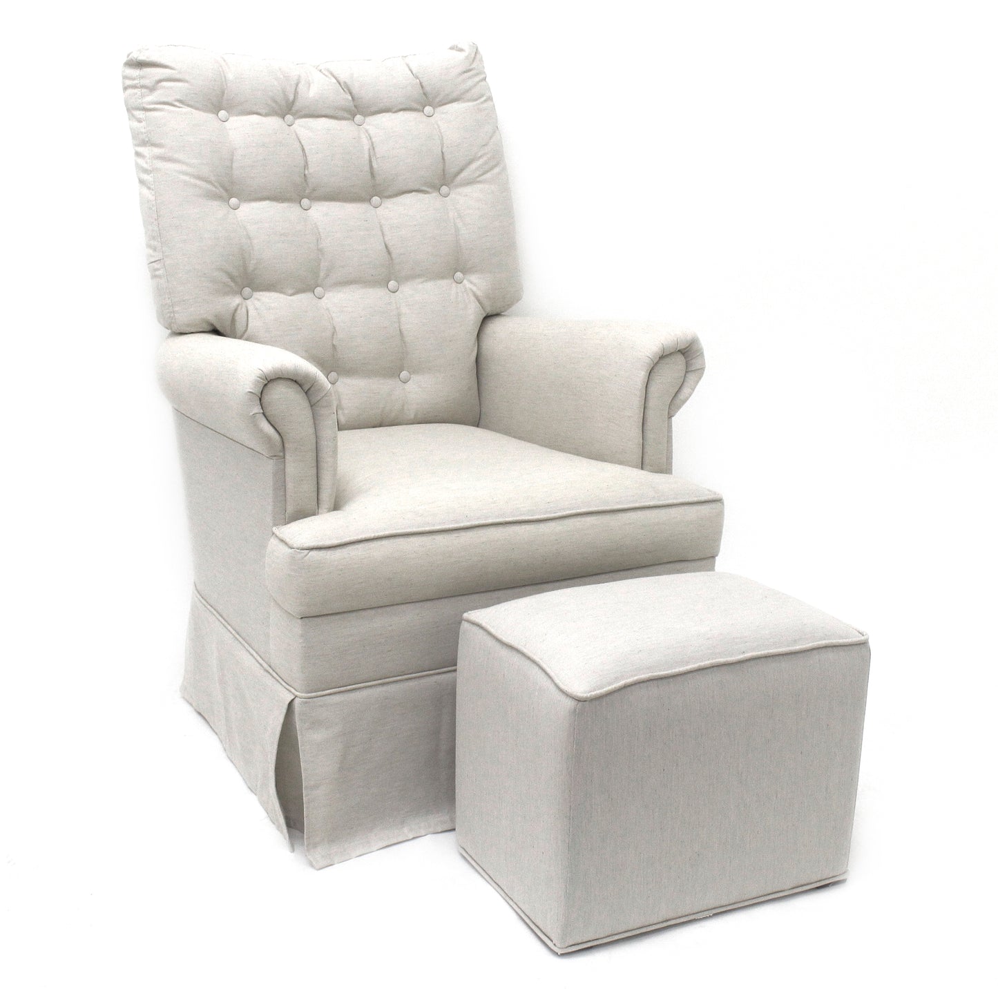 Poltrona de Amamentação Mommy com Puff e Balanço Linho Cru