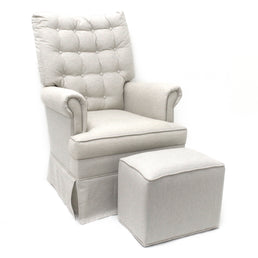 Poltrona de Amamentação Mommy com Puff e Balanço Linho Cru