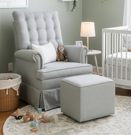 Poltrona de Amamentação Mommy com Puff e Balanço Linen Cinza