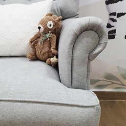 Poltrona de Amamentação Mommy com Puff e Balanço Linen Cinza