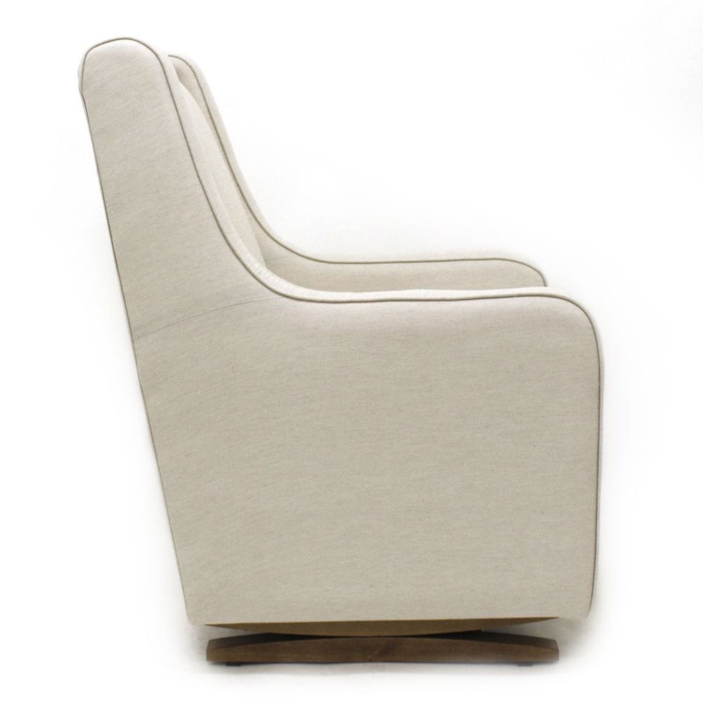 Poltrona de Amamentação Slim com Balanço e Puff Linho Cru