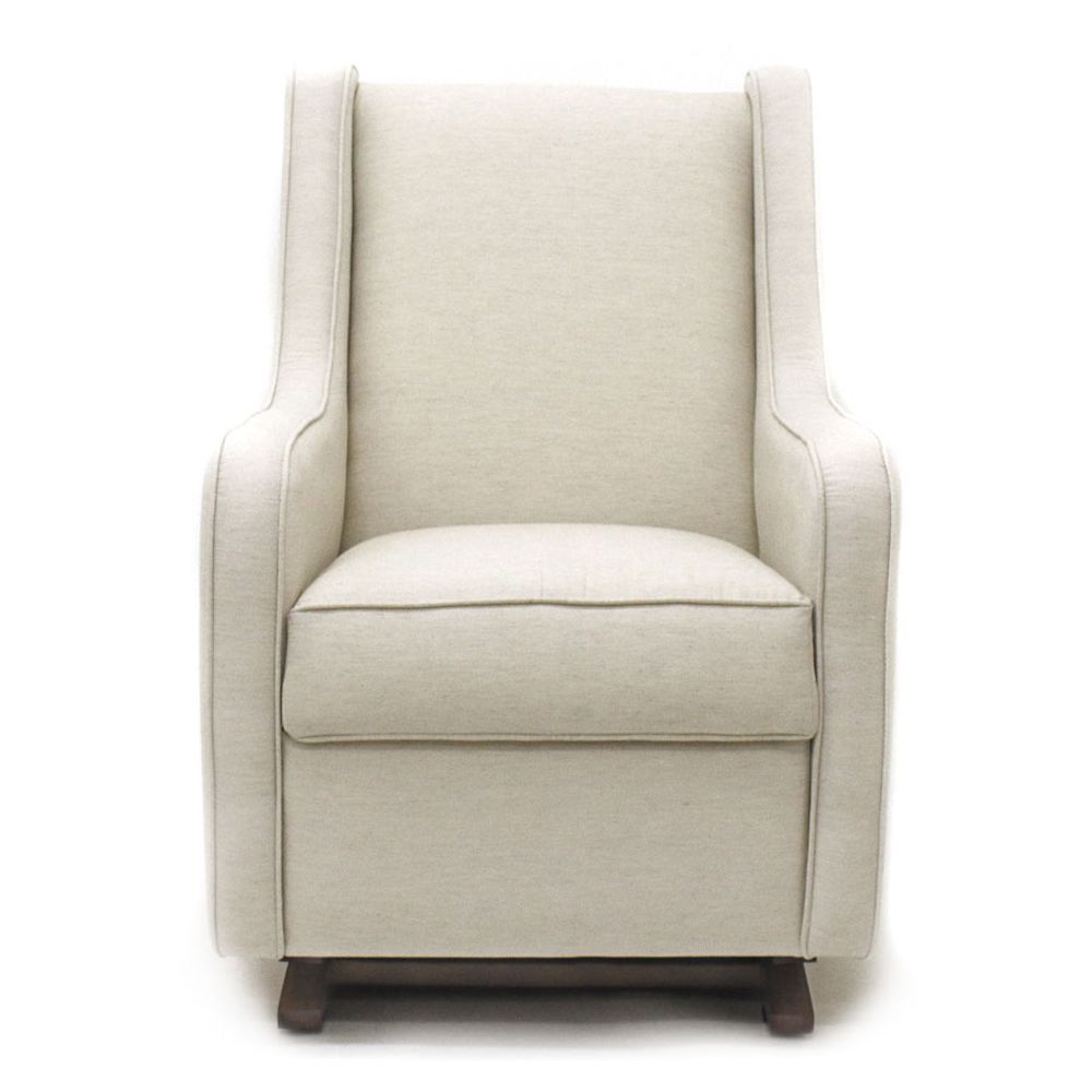 Poltrona de Amamentação Slim com Balanço e Puff Linho Cru