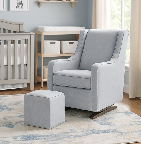 Poltrona de Amamentação Slim com Puff e Balanço Linen Cinza