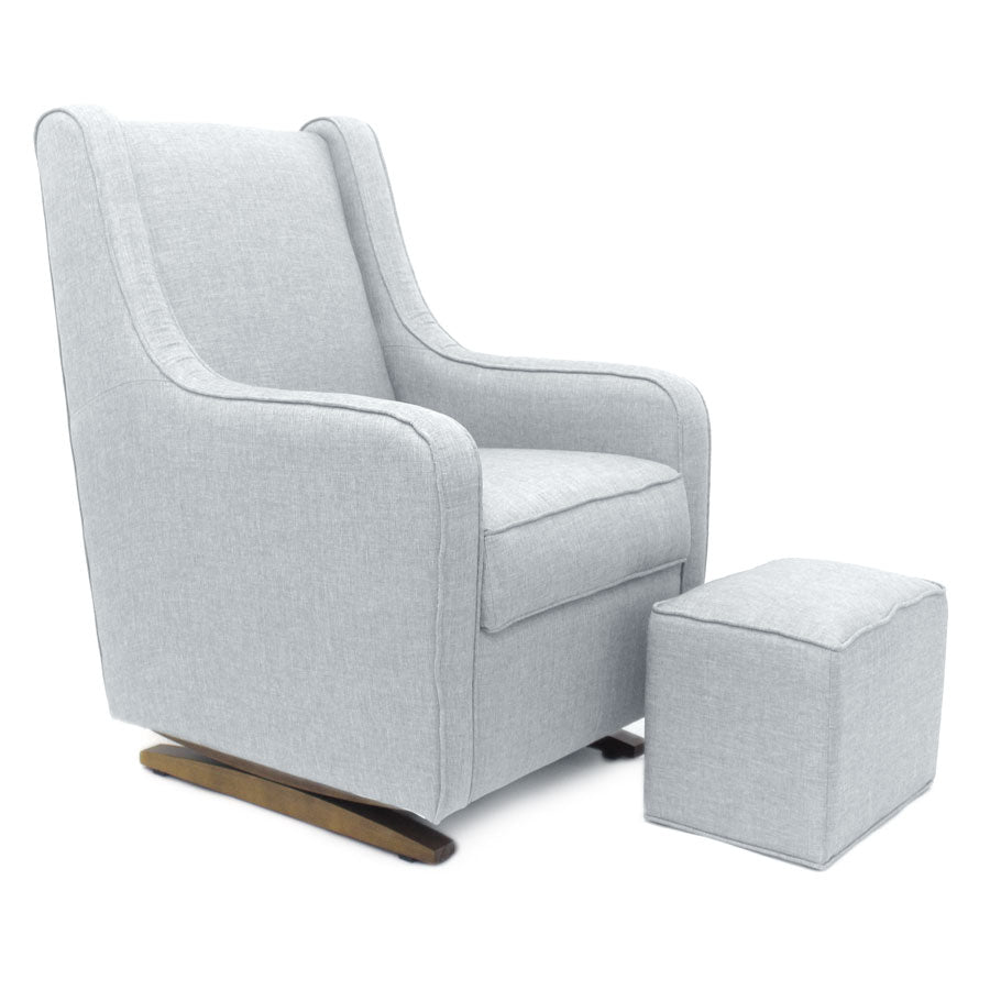 Poltrona de Amamentação Slim com Puff e Balanço Linen Cinza