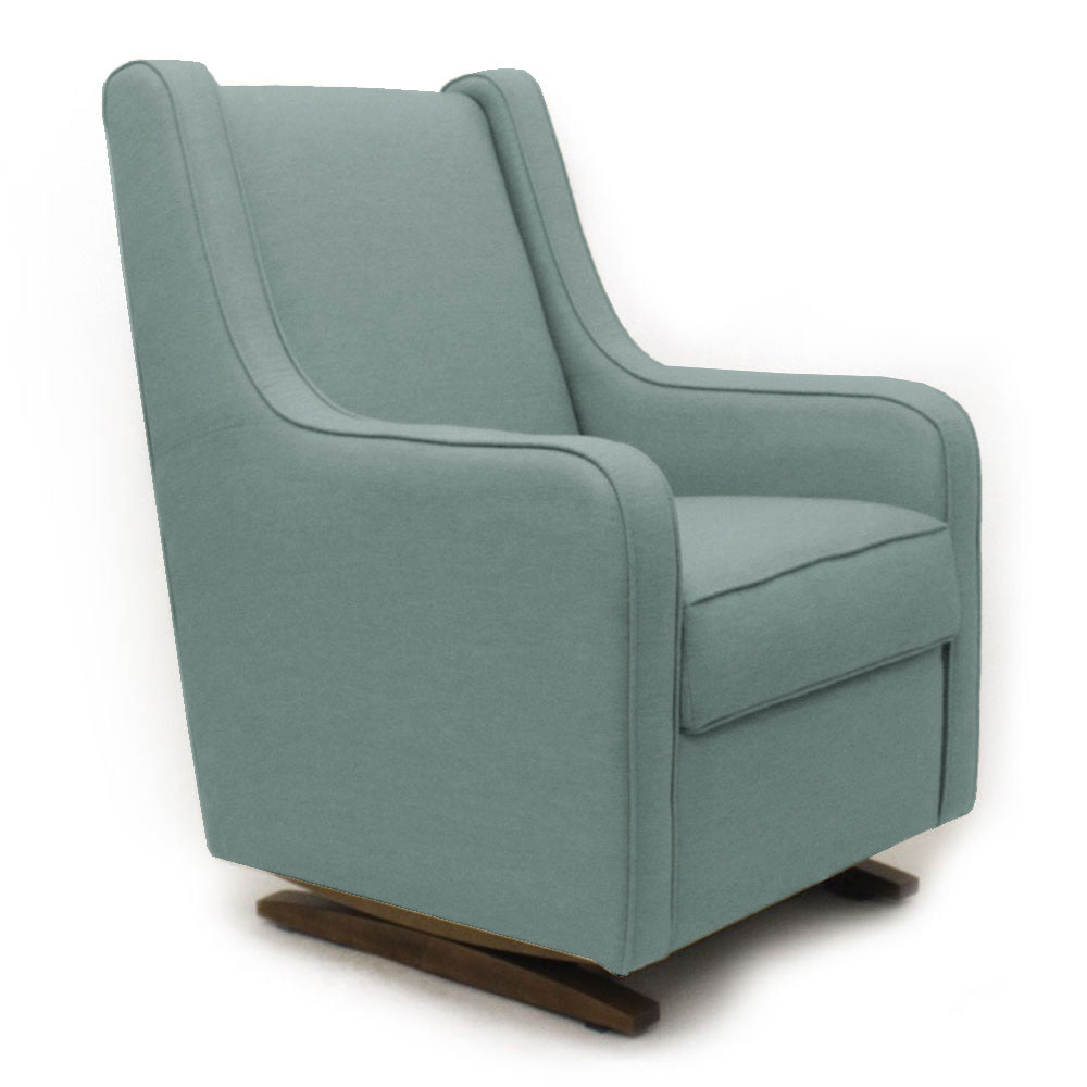 Poltrona de Amamentação Slim com Balanço e Puff - Linho Verde