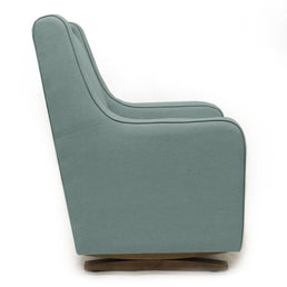 Poltrona de Amamentação Slim com Balanço e Puff - Linho Verde