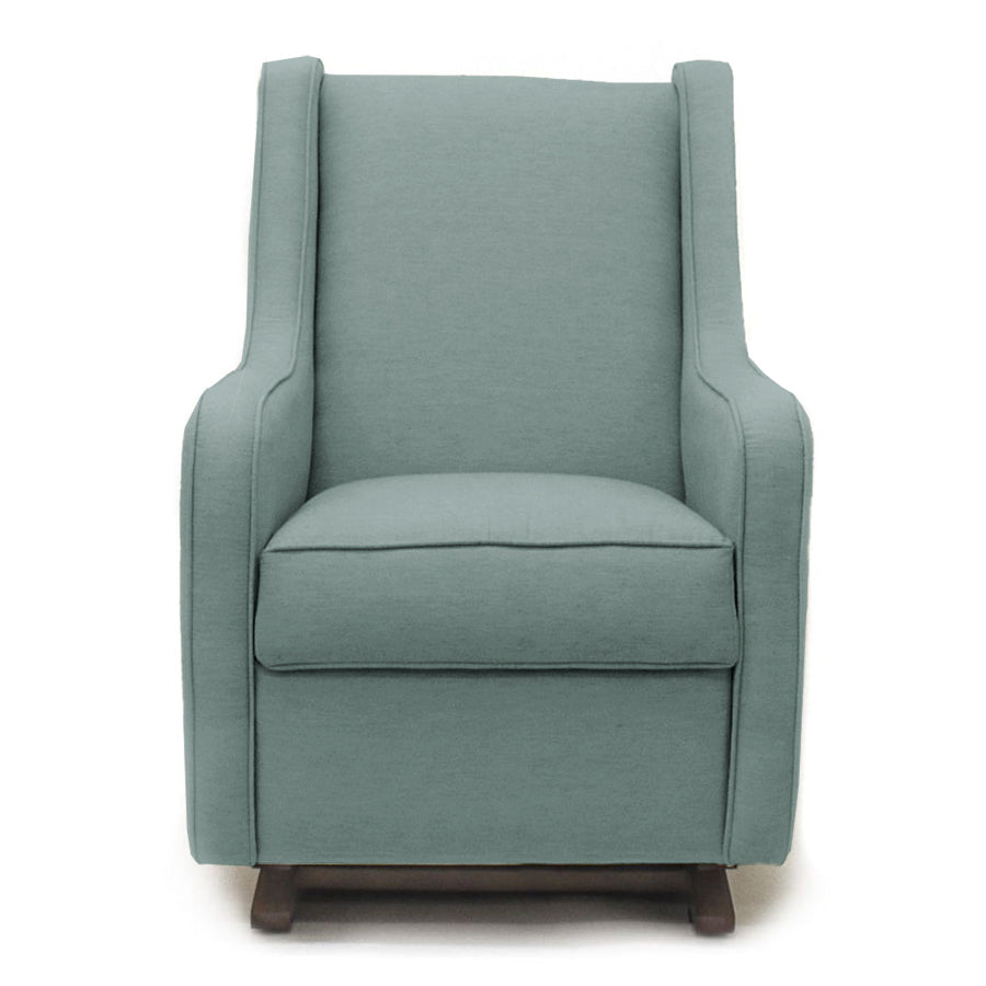 Poltrona de Amamentação Slim com Balanço e Puff - Linho Verde