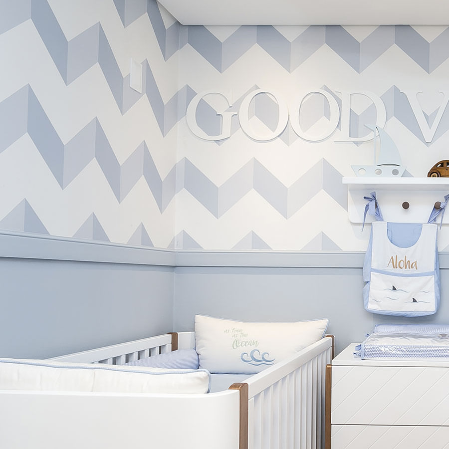 Papel de Parede Infantil Chevron Azul Claro