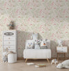 Papel de Parede Infantil Floral Secrets - Rosa