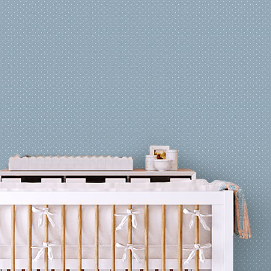 Papel de Parede Infantil Mini Poá Fundo Azul Clássico