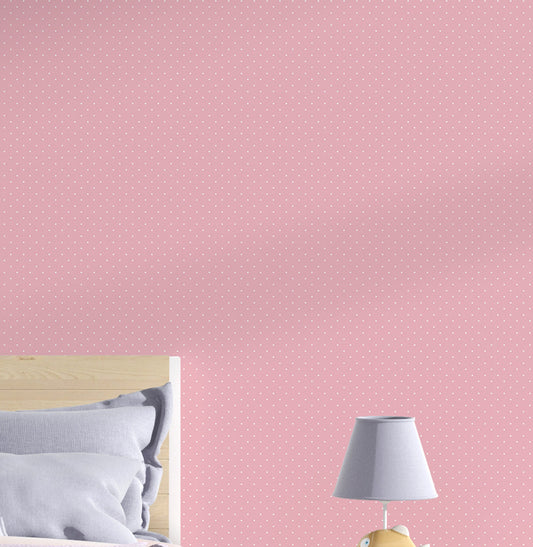 Papel de Parede Infantil Mini Poá Fundo Rosa Clássico