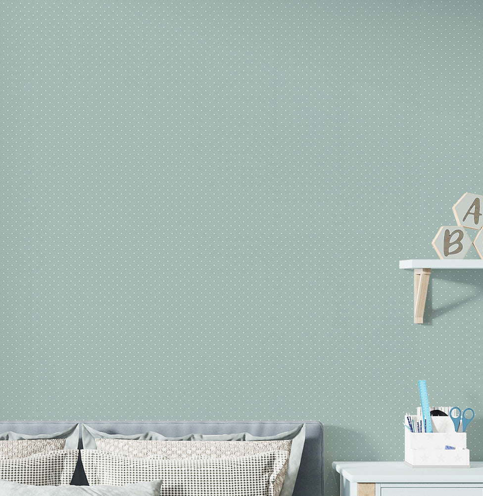 Papel de Parede Infantil Mini Poá Fundo Verde