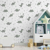 Papel de Parede Infantil Dino Cinza