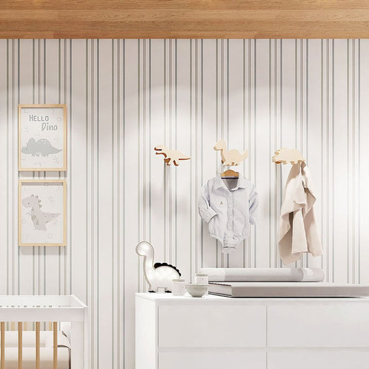 Papel de Parede Infantil Listra 3 Cores Cinza