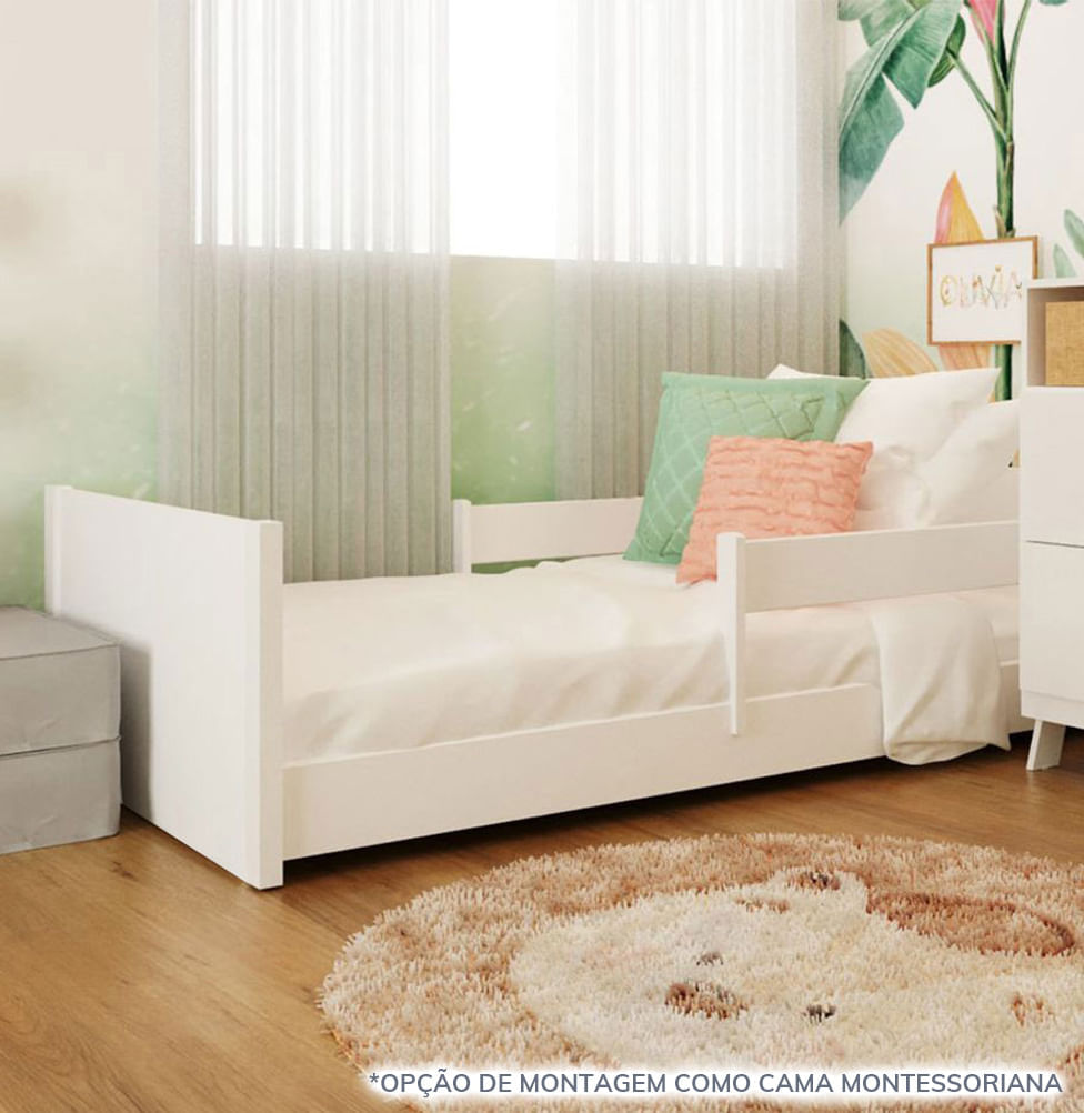 Cama Solteiro Up 2 em 1 Branco