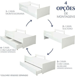 Cama Solteiro Up 2 em 1 Branco