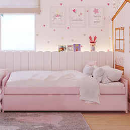 Cama Solteiro Up 2 em 1 Rosa Claro