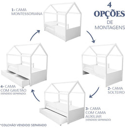 Cama com Casinha Up 2 em 1 Rosa Claro