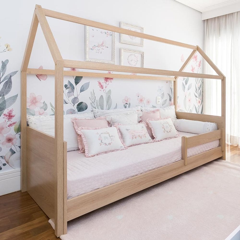 Cama com Casinha Up 2 em 1 Carvalho