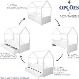 Cama com Casinha Up 2 em 1 Carvalho