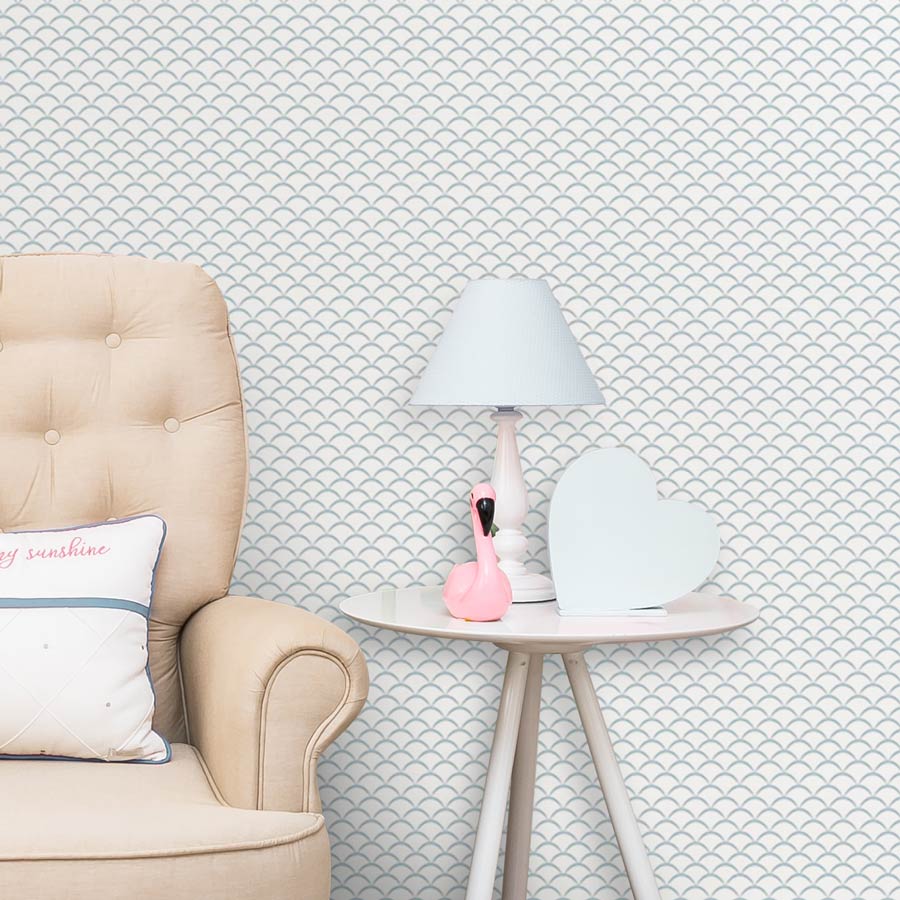 Papel de Parede Infantil Onda Invertido Azul Claro