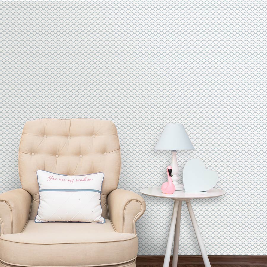 Papel de Parede Infantil Onda Invertido Azul Claro