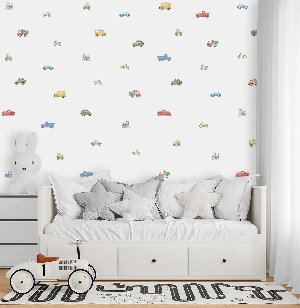 Papel de Parede Carros Aquarela Colorido - Mural