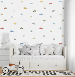 Papel de Parede Carros Aquarela Colorido - Mural