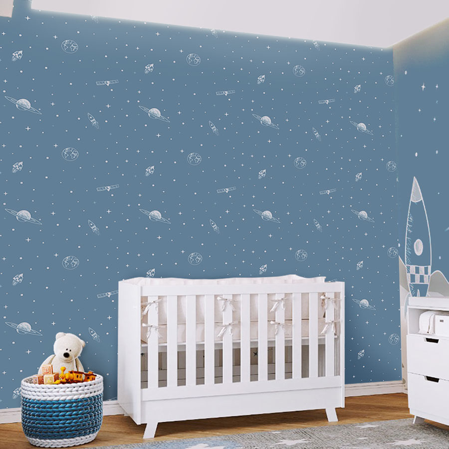 Papel de Parede Infantil Espaço Azul Clássico