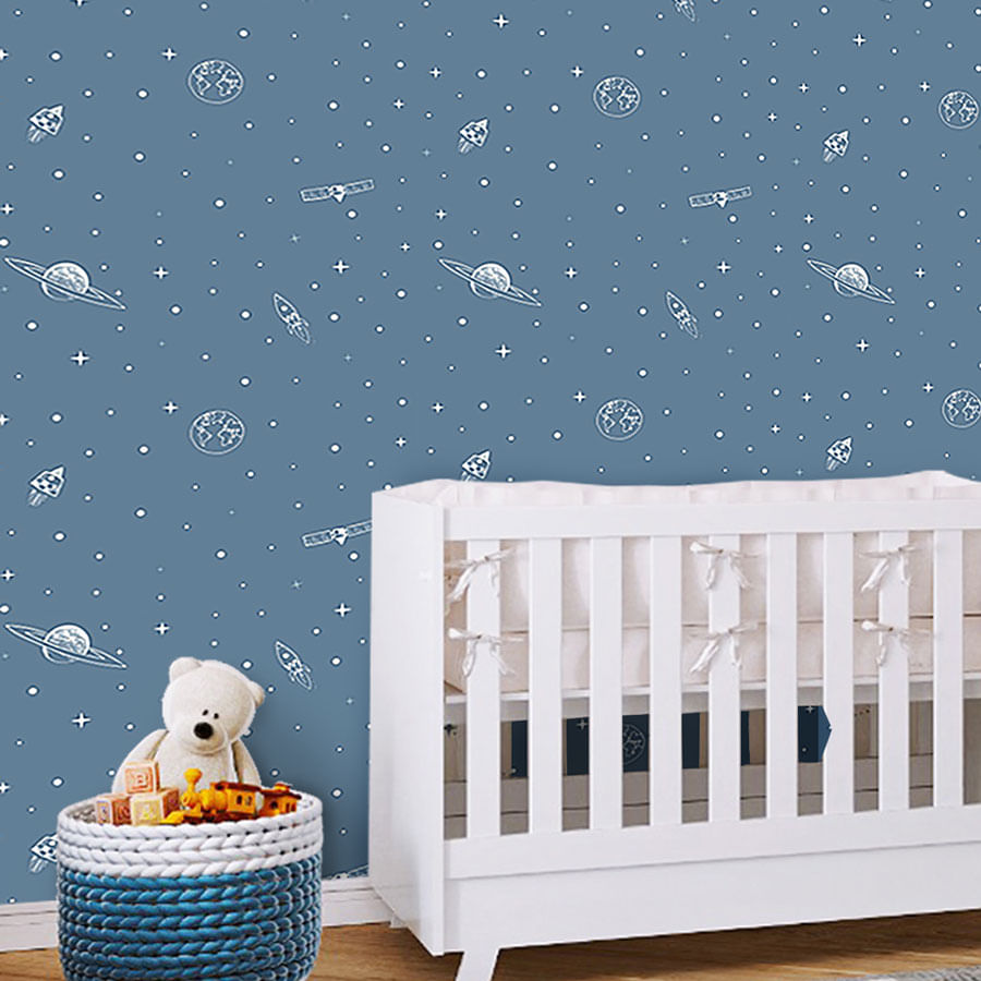 Papel de Parede Infantil Espaço Azul Clássico