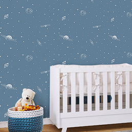 Papel de Parede Infantil Espaço Azul Clássico