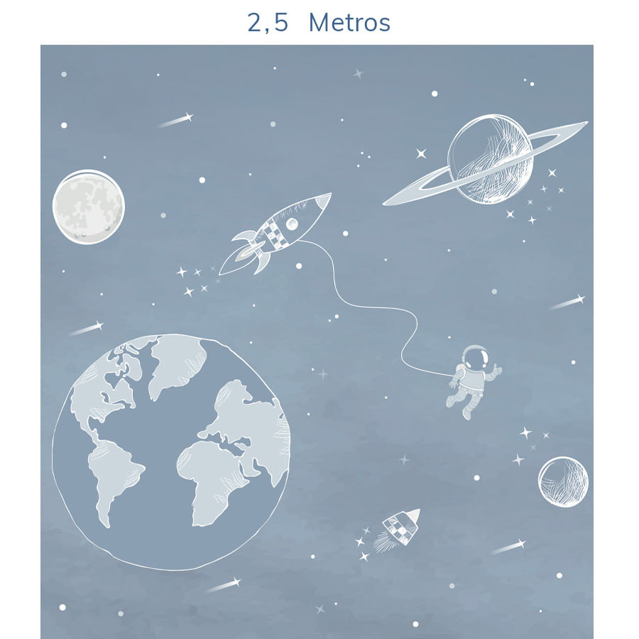 Papel de Parede Infantil Astronauta no Espaço Azul Clássico - Mural
